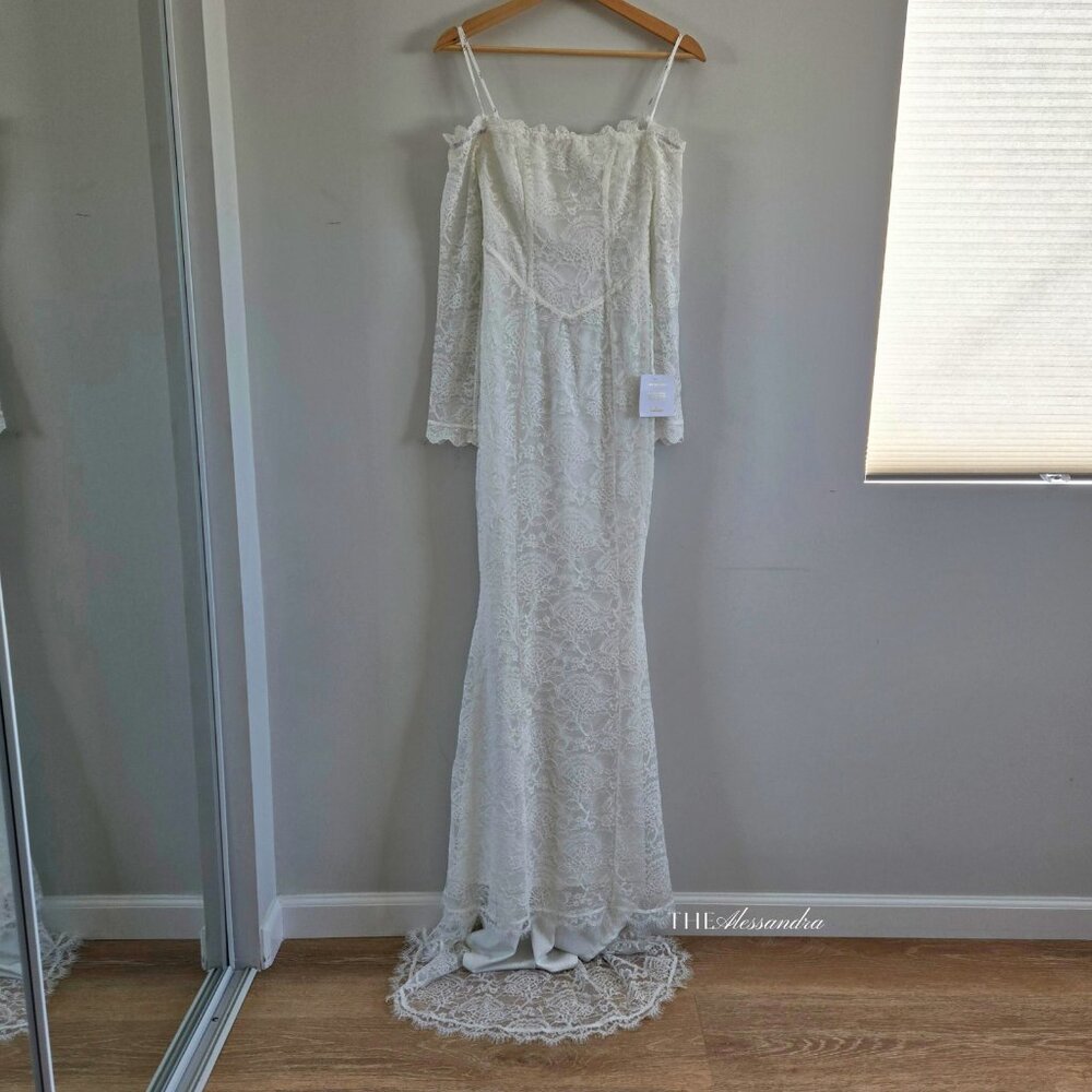 Lulu's Ivory Lace Off-Shoulder Wedding Dress